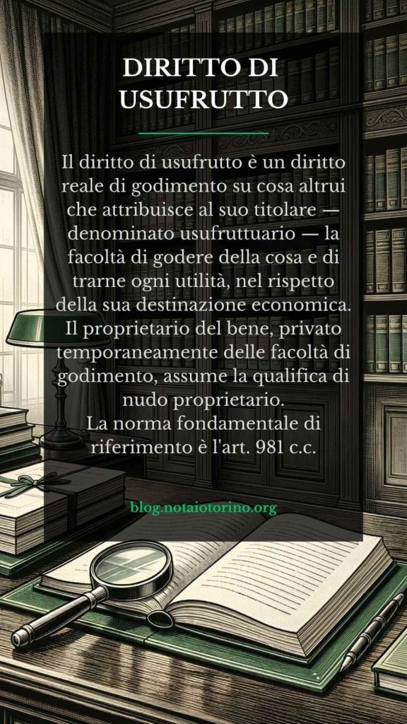 Diritto di usufrutto - Definizione legale